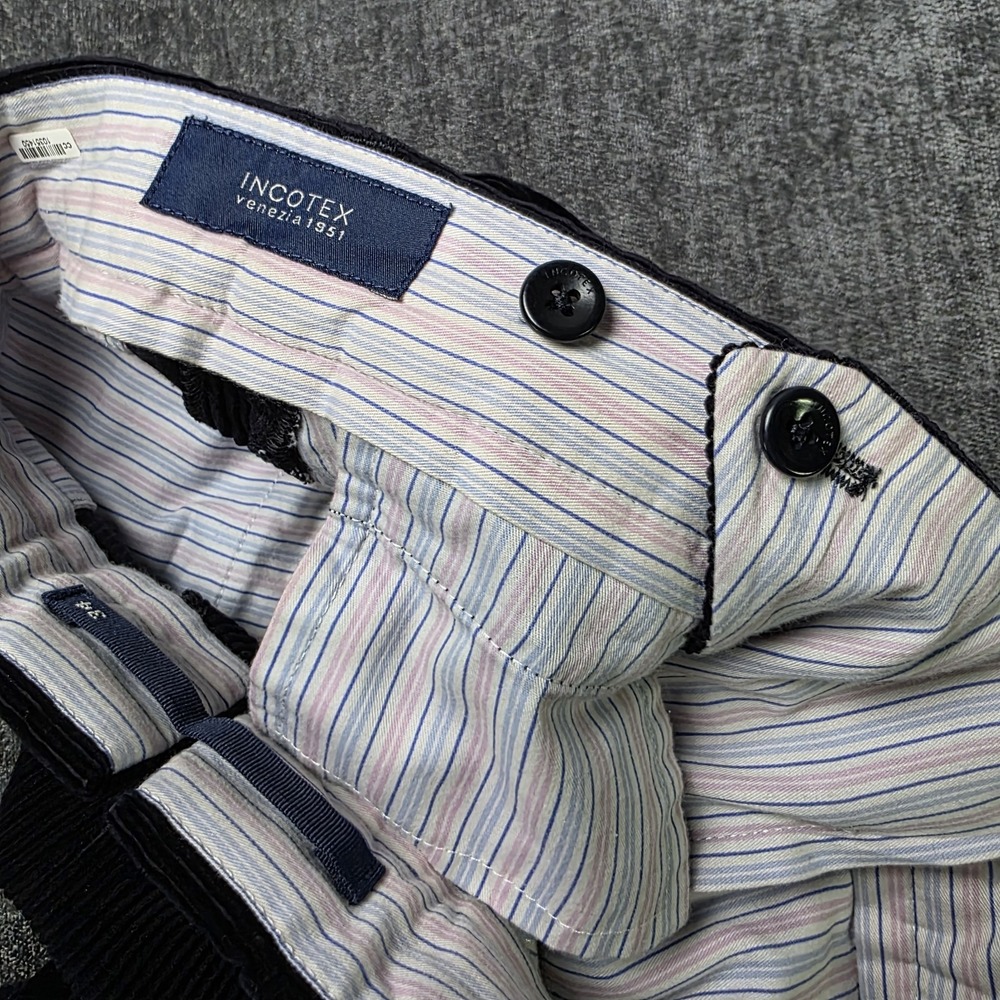 Incotex Brando Cashmere Cotton Corduroy Trousers Cashco Pants Navy Blue Size 34 - Picture 9 of 14